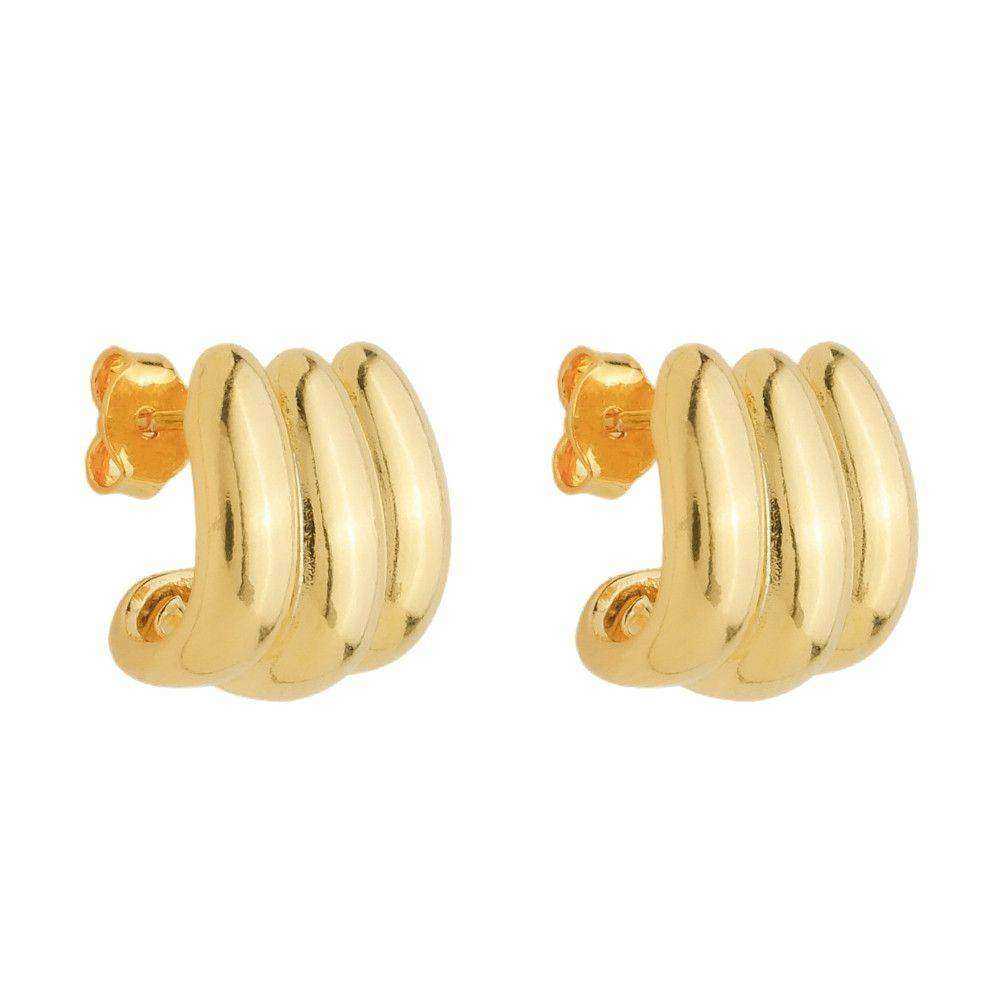 Brinco Dourado Concha Três Argolas