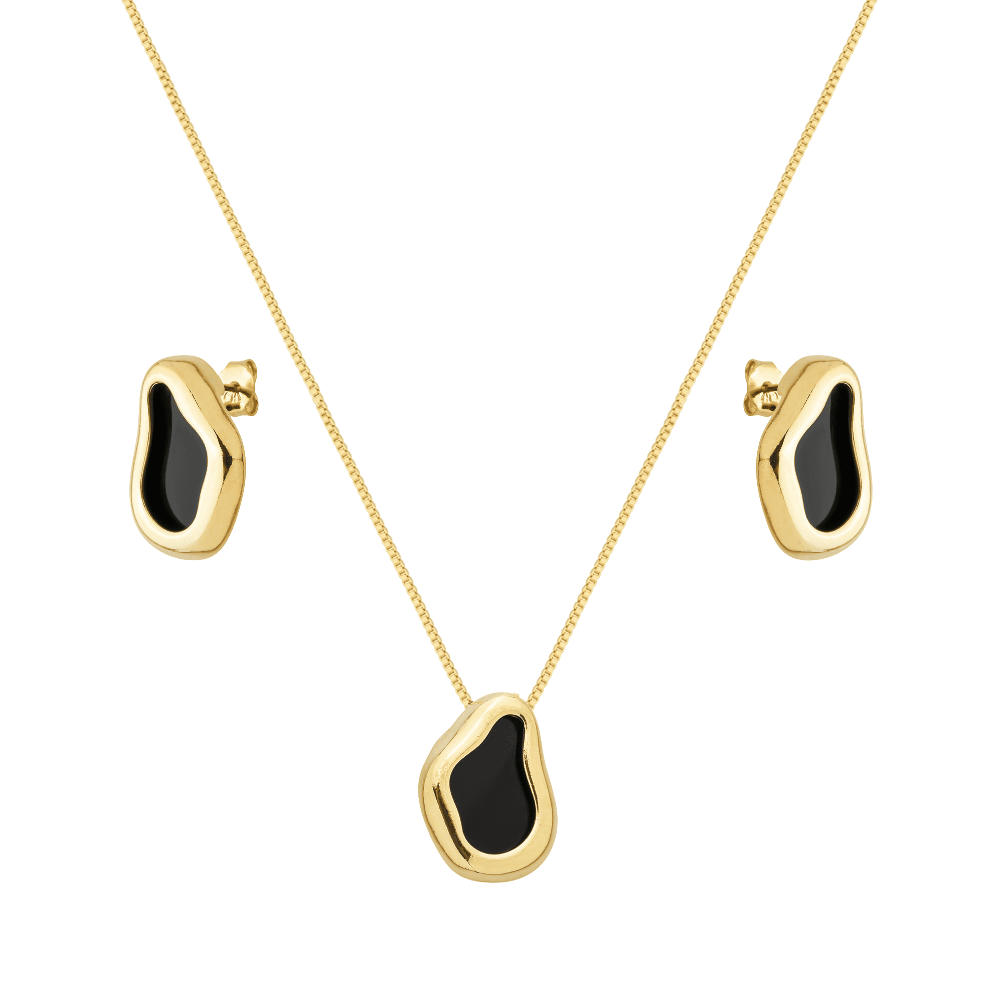 Conjunto Dourado Formato Orgânico Preto