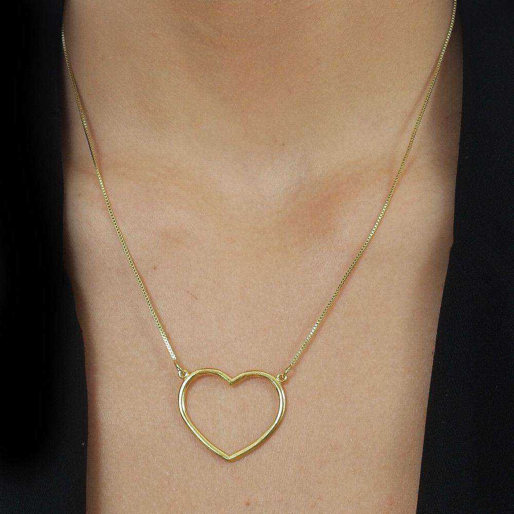 Colar Dourado de Coração Vazado Arco - Galeria