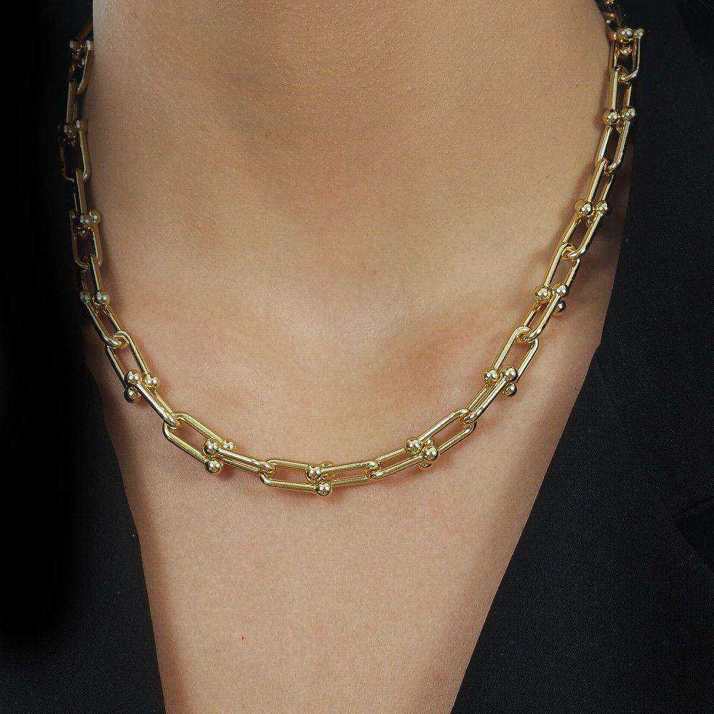 Colar Dourado Chocker Corrente Elos Largos - Galeria