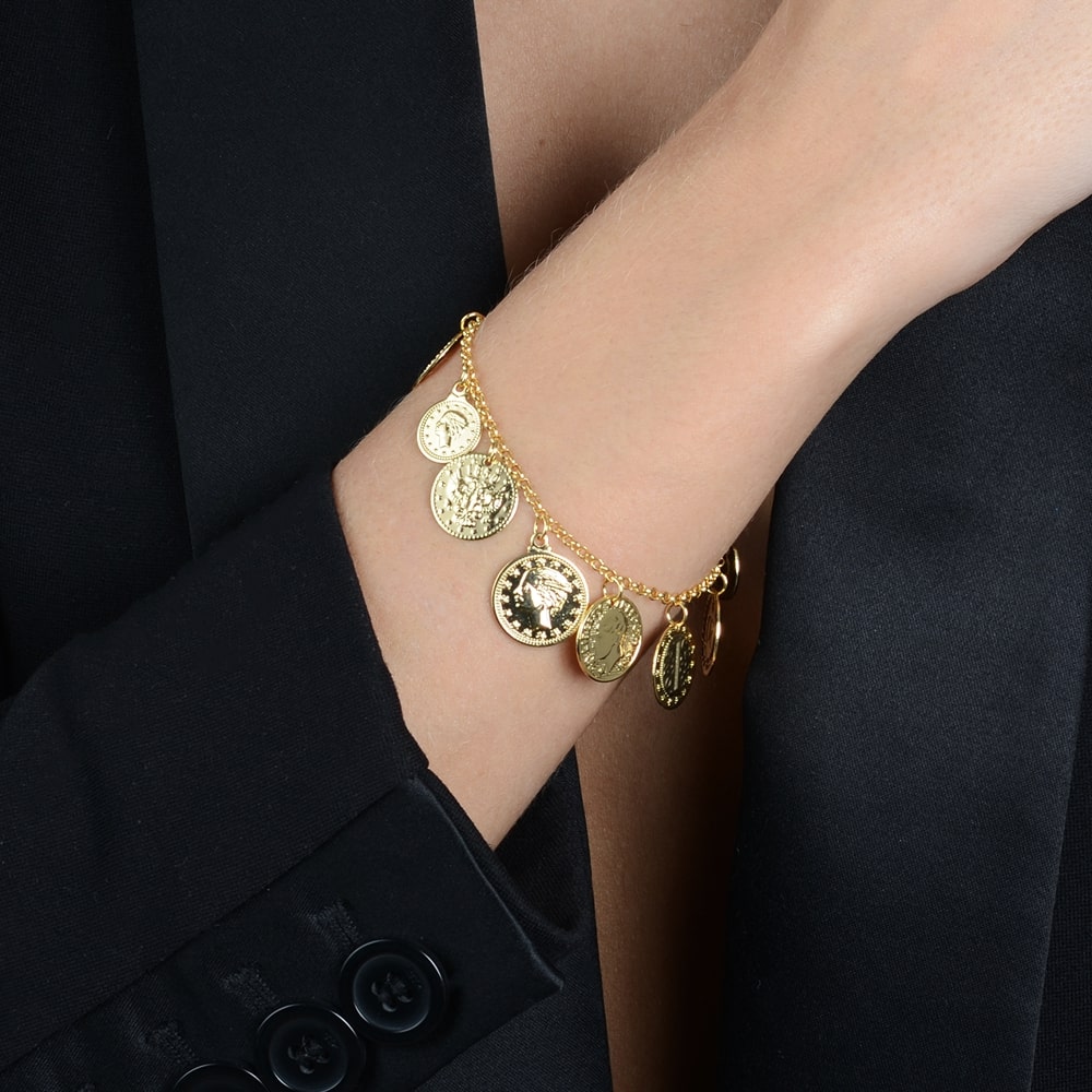 Pulseira Dourada de Moedas Antigas - Galeria