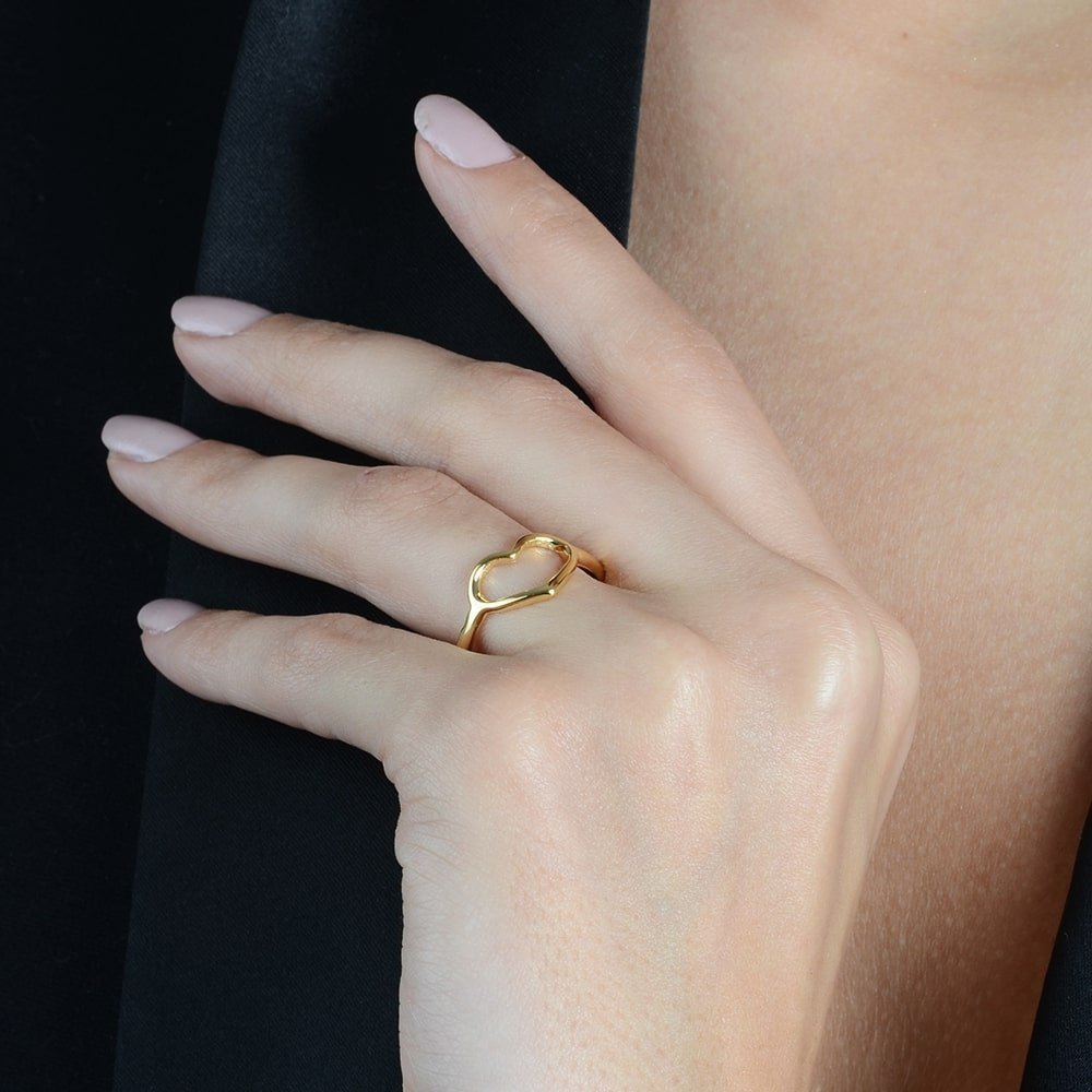 Anel de Coração com Zircônia Banhado a Ouro 24K