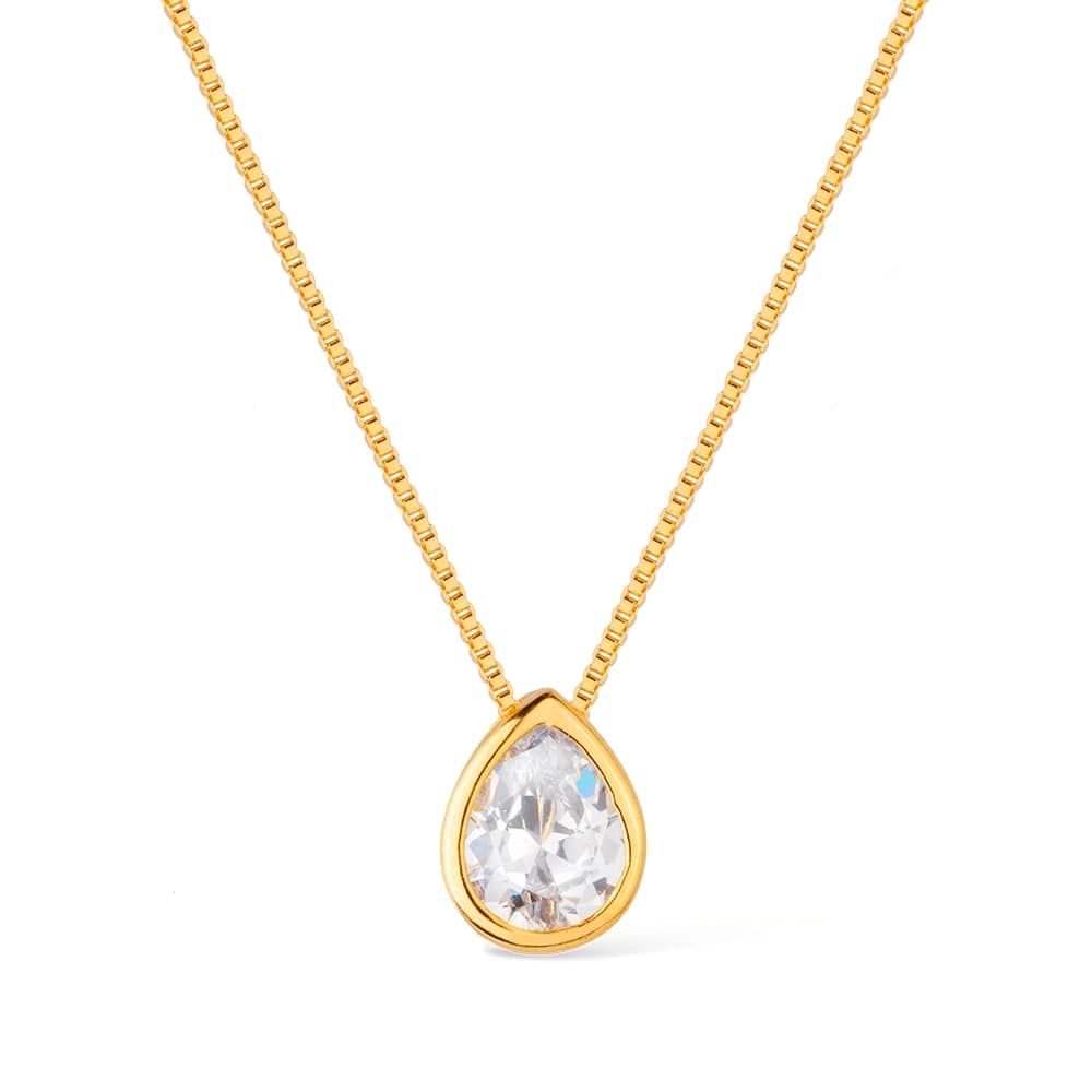 Colar Dourado de Gota em Zircônia