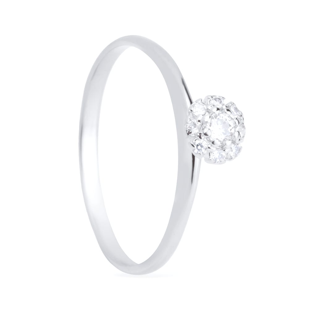 Anel com 9 Pedras de Zircônia Banhado a Ouro Branco
