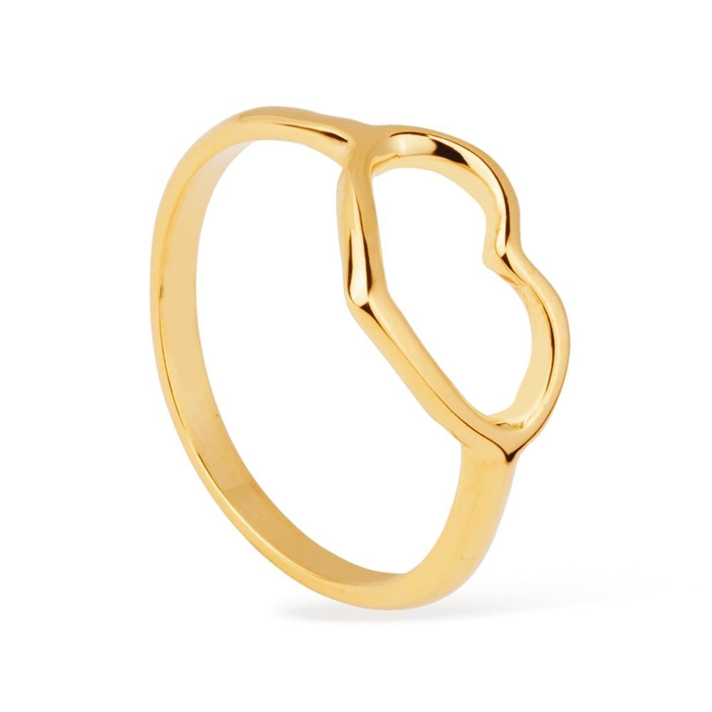 Anel de Coração com Zircônia Banhado a Ouro 24K