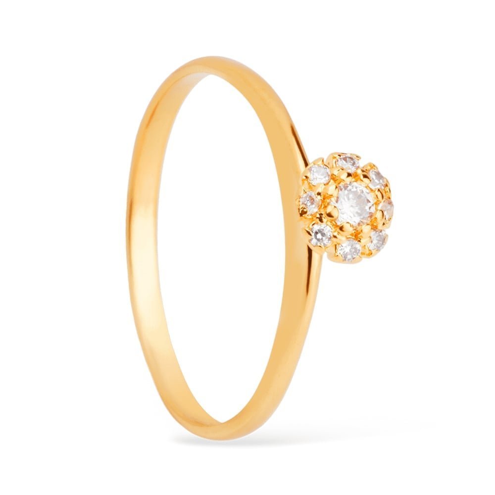 Anel com 9 Pedras de Zircônia Banhado a Ouro 24K