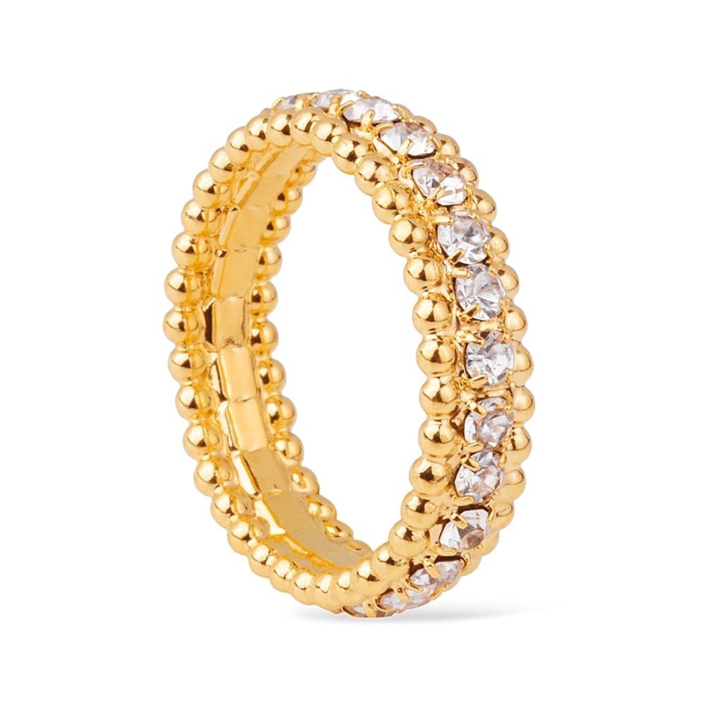 Anel Aparador Cravejado de Zircônia Banhado a Ouro 24K
