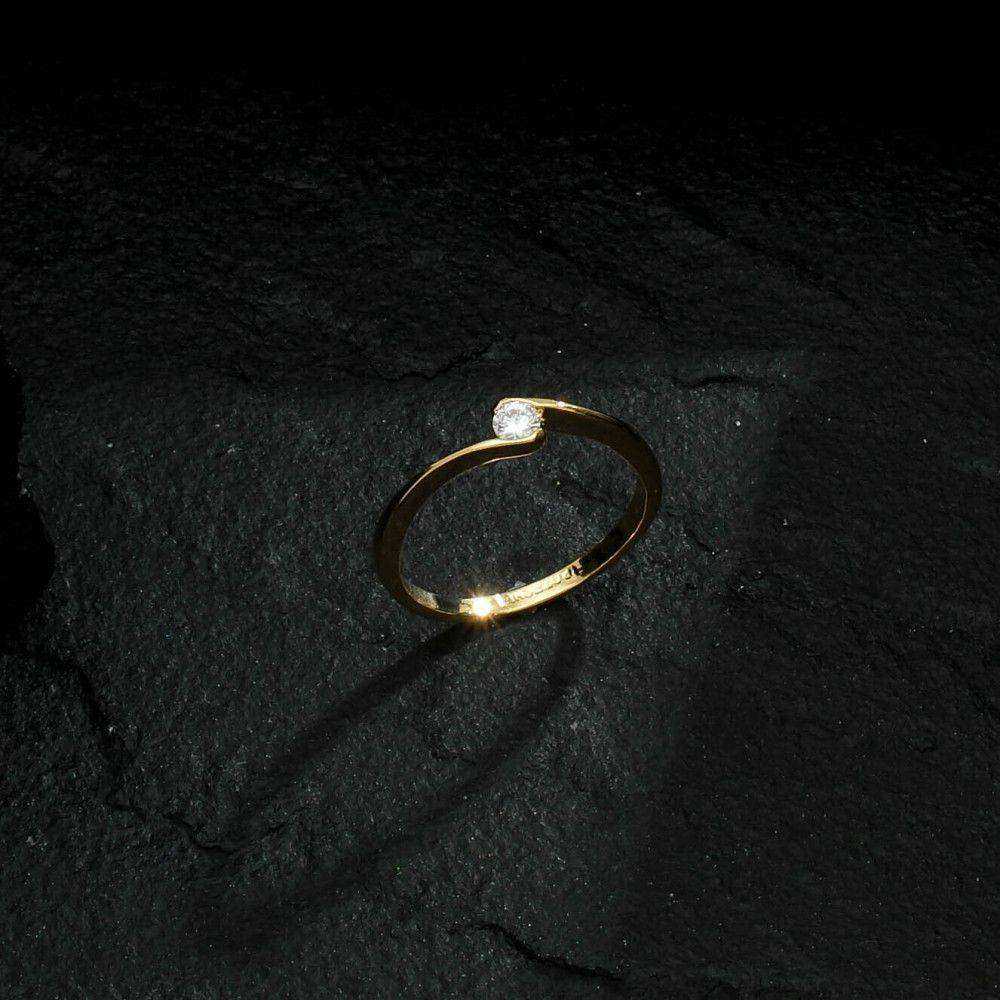 Anel Solitário Ponto de Luz com Zircônia Banhado a Ouro 24K